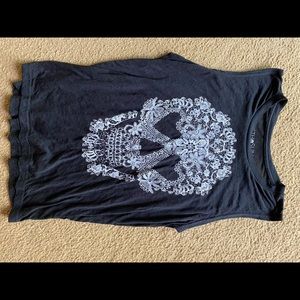 Floral skull black tank!